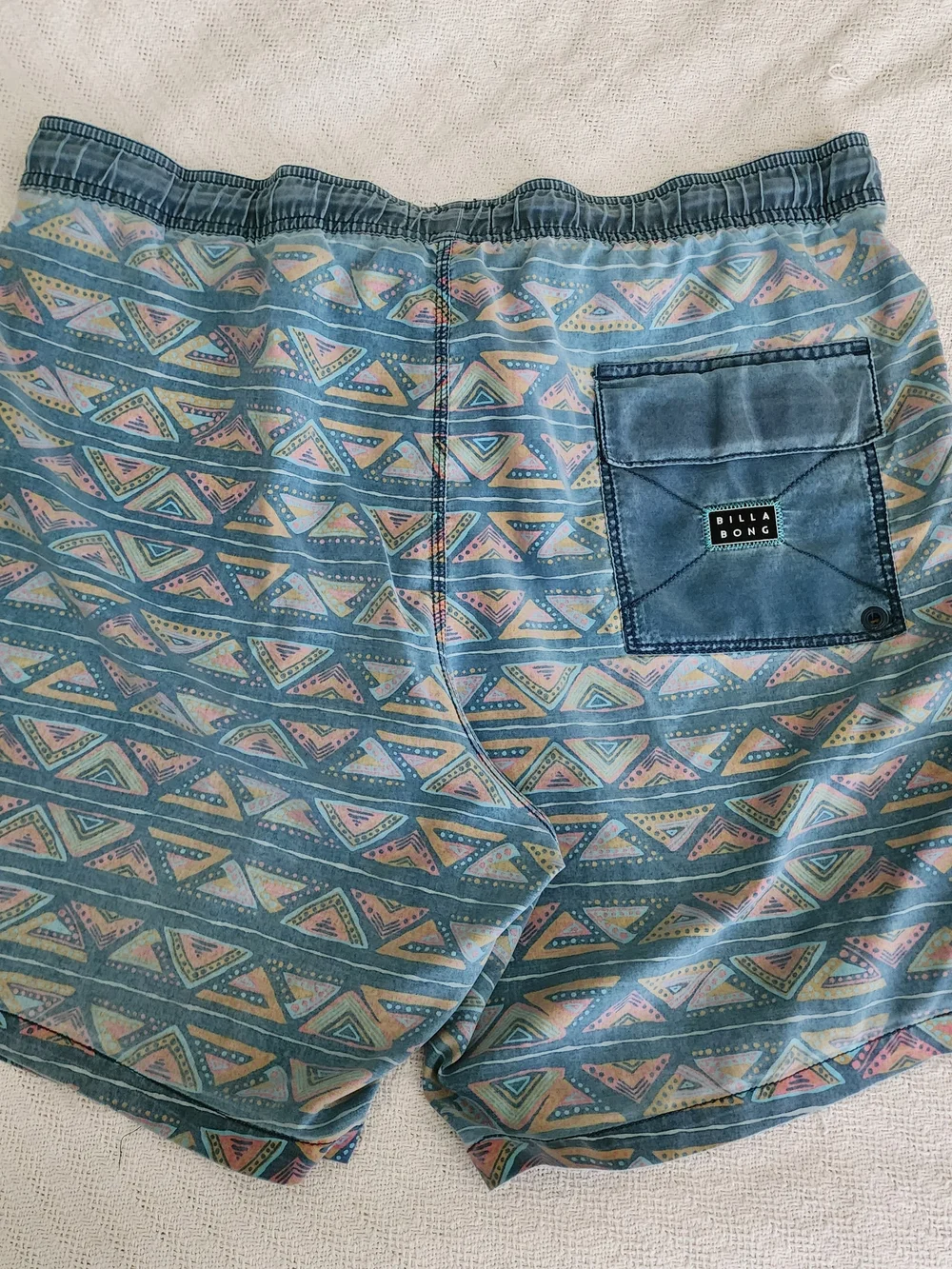Billabong Recycler Sundays Layback Swim Trunks Blue/Orange Geometric